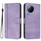 For Xiaomi Civi 3 5G Line Splicing Buckle Retro Leather Phone Case(Purple) - 2