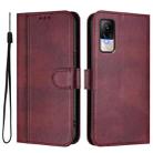 For Xiaomi Civi 1S Line Splicing Buckle Retro Leather Phone Case(Wine Red) - 2