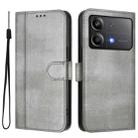 For Xiaomi Poco X6 Neo 5G Line Splicing Buckle Retro Leather Phone Case(Grey) - 2