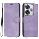 For Xiaomi Poco F6 5G Line Splicing Buckle Retro Leather Phone Case(Purple) - 2