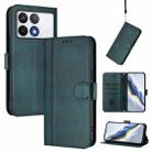 For Xiaomi Poco F6 Pro 5G Line Splicing Buckle Retro Leather Phone Case(Dark Green) - 1