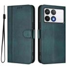 For Xiaomi Poco F6 Pro 5G Line Splicing Buckle Retro Leather Phone Case(Dark Green) - 2