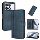 For Xiaomi Poco F6 Pro 5G Line Splicing Buckle Retro Leather Phone Case(Dark Blue) - 1