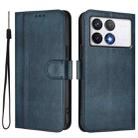 For Xiaomi Poco F6 Pro 5G Line Splicing Buckle Retro Leather Phone Case(Dark Blue) - 2