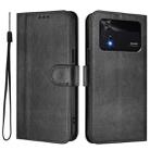 For Xiaomi Poco M4 Pro 4G Line Splicing Buckle Retro Leather Phone Case(Black) - 2