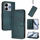 For Xiaomi Poco M7 Pro 5G / Redmi Note 14 5G Line Splicing Buckle Retro Leather Phone Case(Dark Green) - 1