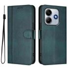 For Xiaomi Poco M7 Pro 5G / Redmi Note 14 5G Line Splicing Buckle Retro Leather Phone Case(Dark Green) - 2