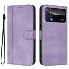 For Xiaomi Poco X4 Pro 5G Line Splicing Buckle Retro Leather Phone Case(Purple) - 2