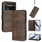 For Xiaomi Poco X4 Pro 5G Line Splicing Buckle Retro Leather Phone Case(Brown) - 1