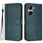 For Xiaomi Poco X7 Pro 5G Line Splicing Buckle Retro Leather Phone Case(Dark Green) - 2