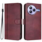 For Xiaomi Civi 5 Pro 5G Line Splicing Buckle Retro Leather Phone Case(Wine Red) - 2