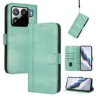 For Xiaomi 15S Pro 5G Line Splicing Buckle Retro Leather Phone Case(Mint) - 1