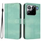 For Xiaomi 15S Pro 5G Line Splicing Buckle Retro Leather Phone Case(Mint) - 2