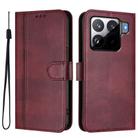 For Xiaomi 15S Pro 5G Line Splicing Buckle Retro Leather Phone Case(Wine Red) - 2