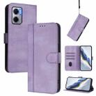 For Redmi 10 5G / 10 Prime+ 5G India Line Splicing Buckle Retro Leather Phone Case(Purple) - 1