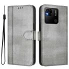 For Redmi 10A / 9C Line Splicing Buckle Retro Leather Phone Case(Grey) - 2