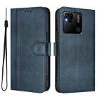 For Redmi 10A / 9C Line Splicing Buckle Retro Leather Phone Case(Dark Blue) - 2
