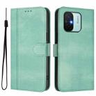 For Redmi 11A 4G Global Line Splicing Buckle Retro Leather Phone Case(Mint) - 2