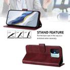 For Redmi 11A 4G Global Line Splicing Buckle Retro Leather Phone Case(Wine Red) - 3