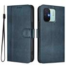For Redmi 11A 4G Global Line Splicing Buckle Retro Leather Phone Case(Dark Blue) - 2