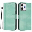 For Redmi 12 5G / 4G Global Line Splicing Buckle Retro Leather Phone Case(Mint) - 2