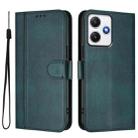 For Redmi 12 5G / 4G Global Line Splicing Buckle Retro Leather Phone Case(Dark Green) - 2