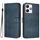 For Redmi 12 5G / 4G Global Line Splicing Buckle Retro Leather Phone Case(Dark Blue) - 2