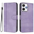For Redmi 12 5G / 4G Global Line Splicing Buckle Retro Leather Phone Case(Purple) - 2