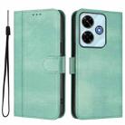 For Redmi 13 5G / 4G Global Line Splicing Buckle Retro Leather Phone Case(Mint) - 2