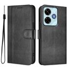 For Redmi 13 5G / 4G Global Line Splicing Buckle Retro Leather Phone Case(Black) - 2