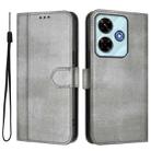 For Redmi 13 5G / 4G Global Line Splicing Buckle Retro Leather Phone Case(Grey) - 2