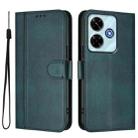 For Redmi 13 5G / 4G Global Line Splicing Buckle Retro Leather Phone Case(Dark Green) - 2