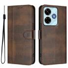For Redmi 13 5G / 4G Global Line Splicing Buckle Retro Leather Phone Case(Brown) - 2