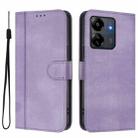 For Redmi 13C 5G / 4G Global Line Splicing Buckle Retro Leather Phone Case(Purple) - 2