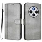 For Redmi 14C 4G / 14R 5G Global / A3 Pro Line Splicing Buckle Retro Leather Phone Case(Grey) - 2