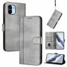 For Redmi A1 4G / A2 4G Line Splicing Buckle Retro Leather Phone Case(Grey) - 1