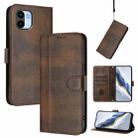 For Redmi A1 4G / A2 4G Line Splicing Buckle Retro Leather Phone Case(Brown) - 1