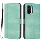 For Redmi K40 / K40 Pro Line Splicing Buckle Retro Leather Phone Case(Mint) - 2