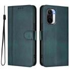 For Redmi K40 / K40 Pro Line Splicing Buckle Retro Leather Phone Case(Dark Green) - 2