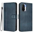 For Redmi K40 / K40 Pro Line Splicing Buckle Retro Leather Phone Case(Dark Blue) - 2