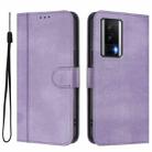 For Redmi K60 / K60 Pro Line Splicing Buckle Retro Leather Phone Case(Purple) - 2