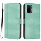 For Redmi Note 10 4G / Note 10S 4G Line Splicing Buckle Retro Leather Phone Case(Mint) - 2