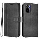 For Redmi Note 10 4G / Note 10S 4G Line Splicing Buckle Retro Leather Phone Case(Black) - 2
