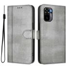 For Redmi Note 10 4G / Note 10S 4G Line Splicing Buckle Retro Leather Phone Case(Grey) - 2