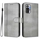For Redmi Note 10 Pro 4G / Note 10 Pro Max Line Splicing Buckle Retro Leather Phone Case(Grey) - 2