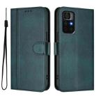 For Redmi Note 11S 5G / Xiaomi Poco M4 Pro 5G Line Splicing Buckle Retro Leather Phone Case(Dark Green) - 2