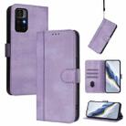 For Redmi Note 11S 5G / Xiaomi Poco M4 Pro 5G Line Splicing Buckle Retro Leather Phone Case(Purple) - 1