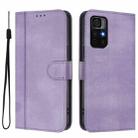 For Redmi Note 11S 5G / Xiaomi Poco M4 Pro 5G Line Splicing Buckle Retro Leather Phone Case(Purple) - 2