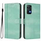 For Redmi Note 11 Pro 5G / 4G Global Line Splicing Buckle Retro Leather Phone Case(Mint) - 2