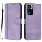 For Redmi Note 11 Pro+ 5G European Line Splicing Buckle Retro Leather Phone Case(Purple) - 2